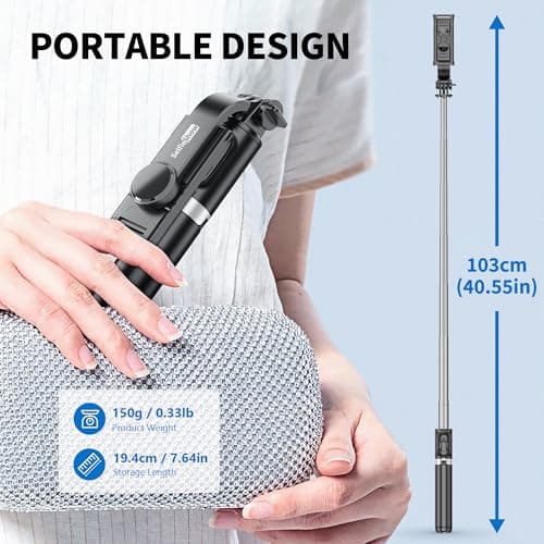 Selfie Stick Tripod, All in One Extendable & Portable iPhone Tripod Selfie Stick with Wireless Remote Compatible with iPhone 17 16 15 14 13 12 pro Xs Max, Galaxy Note10/S20/S10/OnePlus 9/9 PRO etc 5