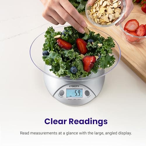 Etekcity Food Kitchen Scale With Bowl, Digital Ounces and Grams for Cooking, Baking, Meal Prep, Dieting, and Weight Loss, 11lb/5kg, Backlit Display 5
