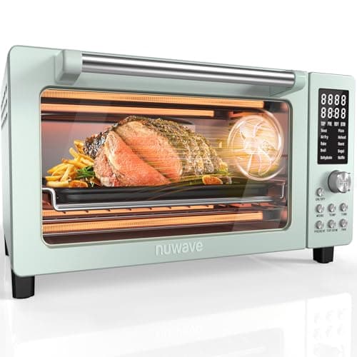Nuwave Bravo Pro Smart Air Fryer Toaster Oven Combo, Airfryer Convection Oven Countertop, 10-in-1 Functions with Quicker & Even Crisp Technology, 1800W, 50-450°F, PFAS-Free, 21QT, Mint