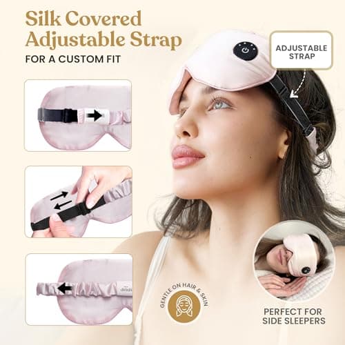 Silk Cordless Heated Eye Mask for Dry Eyes - Heating Warm Electric Mask Hot Moist Compress Heating Pad, Blepharitis, Chalazion, Stye - USB Rechargeable Sleep Mask - Pink 5