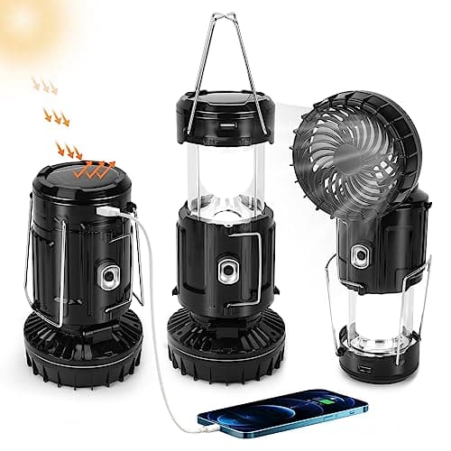 2024 Upgrade Solar Powered Camping Lantern with Fan - Stay Cool and Well-lit During Outdoor Adventures with This Versatile Lantern Featuring a Built-in Fan for Added Comfort.