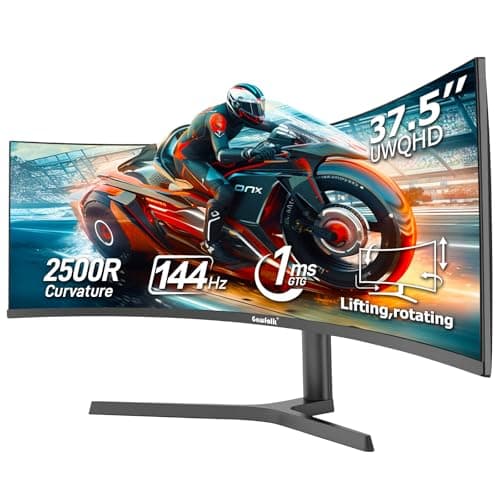 Gawfolk 37.5 Inch Gaming Monitor 3840 * 1600p 144Hz PC Monitor with AMD FreeSync, Flicker-Free, 2X HDMI 2.0, DP 1.4, Ultra-Thin Frameless Screen