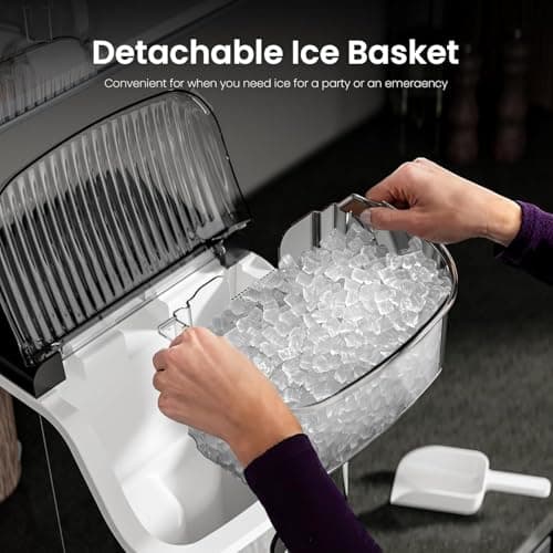 Nugget Ice Maker Countertop, 35Lbs/24H Portable Table Top Machine with Chewable & Crushed Ice, Self-Cleaning, One-Touch Operation for Home, Kitchen & Office(Stainless Steels Silver) 6