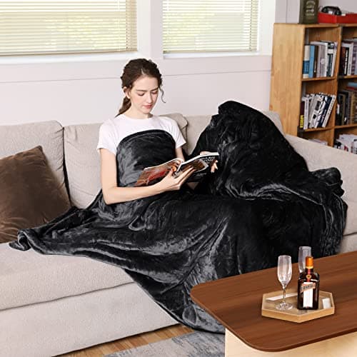 Vagueior Electric Heated Blanket Full Size 50'' x 60'',Extra-Warm Lightweight Cozy Luxury Bed Blanket Machine Washable with 3 Heating Levels Auto-Off Machine Washable,ETL Certification - Black