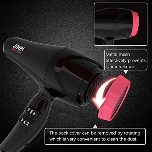 Professional 1875W Tourmaline Ceramic Hair Dryer with Concentrator Nozzle & Negative Ions - Fast Drying, 2 Speed Settings, 3 Temperature Levels, Black 5