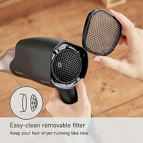 Panasonic Nanoe Salon Hair Dryer, Oscillating QuickDry Nozzle, Blow Dryer with Diffuser, Concentrator Attachments, 3 Speed Heat Settings for Styling and Healthy Hair - EH-ANA6HN (Black/ Pink Gold) 9