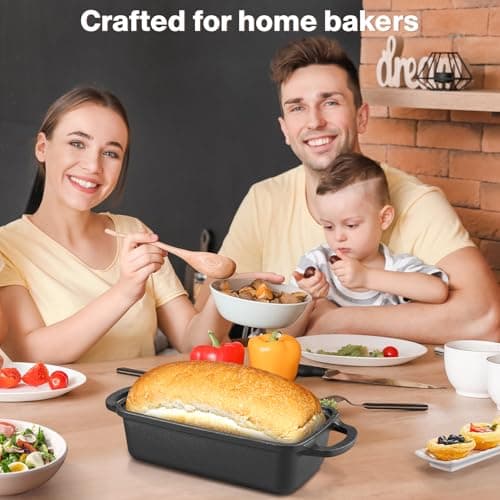 Apatiner 2 in 1 Cast Iron Bread Pan with Lid, Durable Loaf Pans for Baking Homemade Sourdough and Meatloaf, Bread Oven Cast Iron Cookware, Bread Loaf Pan, Sourdough Baking Pan 5