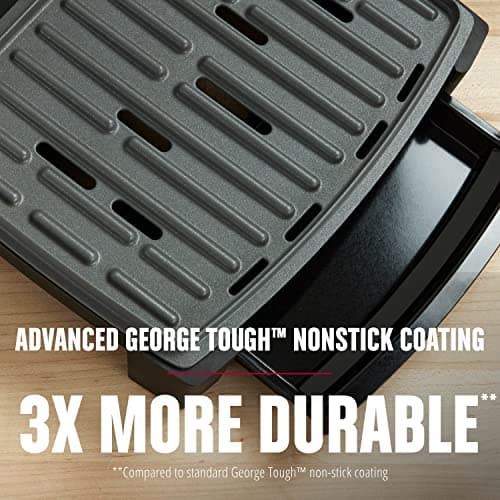George Foreman® Fully Submersible™ Grill, NEW Dishwasher Safe, Wash the Entire Grill, Easy-to-Clean Nonstick, Black/Grey 5