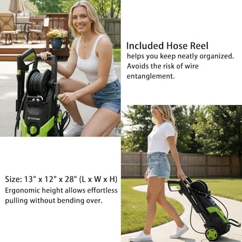 2026NEW Pressure Power Washer 4500PSI with 4 Quick Connect Nozzles, Inlet Hose & Filter, Foam Cannon for Cars/Fences/Driveways/Patios/Home Cleaning, Green 6