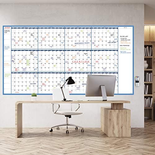 Large Dry Erase Wall Calendar - 38" x 72" - Undated Blank Reusable Yearly Calendar - Giant Whiteboard Annual Poster - Laminated Office Jumbo 12 Month Calendar 9