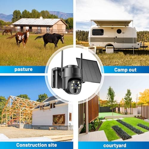 KKB 4G LTE Cellular Security Camera, No WiFi Security Camera Outdoor Built-in SIM Card Unlimited Data Plan, Solar Powered, 2K Wireless Cam Color Night Vision, PIR Motion Sensor, 355° View, 2 Way Talk 8