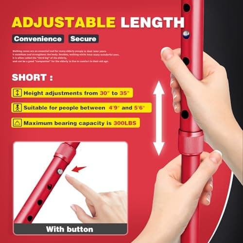 BigAlex Folding Walking Cane with LED Light,Pivoting Quad Base,Adjustable Walking Stick with Carrying Bag for Man/Woman (Alloy Base) 6