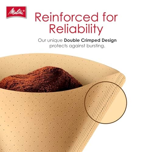 Melitta #4 Cone Coffee Filters, Natural Brown, 100 Count (Pack Of 6), 600 Total Filters - Fits all 8-12 Cup Cone Coffee Makers and Pour-Overs, Compostable, Tear-Resistant 6