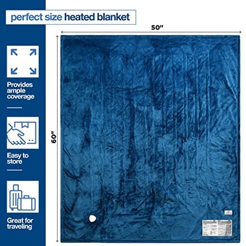 Medical king Heated Blanket, Machine Washable Extremely Soft & Comfortable Electric Blanket Throw Fast Heating with Hand Controller 10 Heating Settings & auto Shut-Off (Blue, 50 x 60) 6