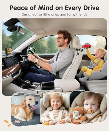 Babyvue BV3PRO 7.2" Dual Car Camera Baby Monitor, 1080P HD Split Screen, IR Night Vision, Double Car Camera for 2 Baby, Easy Setup for Carseat, Perfect for Family Travel, Pet Friendly 8