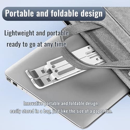 Qziano Aluminum Alloy Portable Foldable Laptop Stand, Phone Holder - 7 Level Adjustable, Ergonomic Design for Laptops Up to 18 Inches 8