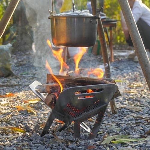 Outdoor Fire Pit Camping Stove Portable - Solo Camping Small Metal Steel Firepit for Outside Hiking or Camping Alone - Wood Burning Pits Campfire Collapsible Fire Pits 9