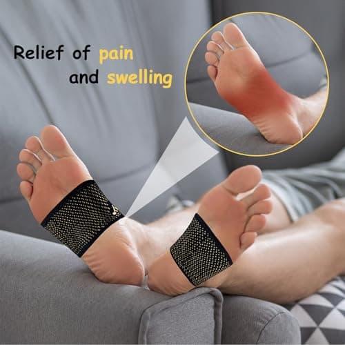 Copper Foot Arch Support for Women and Men 2 Pack, Plantar Fasciitis Arch Support Compression Sleeves, Arch Support Braces for Feet Pain Relief, Swelling, Foot Care, Flat & Fallen Arches, High Arch 6