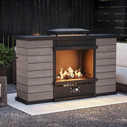 MaxMulti Outdoor Propane Fireplace, 50,000 BTU Gas Fire Pit with Ceramic Logs, Rain Cover, 63 Inch Steel Metal Smokeless Fireplace for Patio, Deck, CSA Certified (63 x 41 Inch) 8