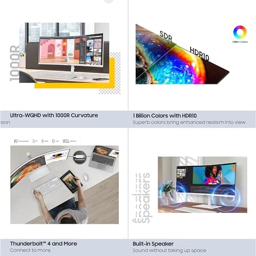 Samsung 34” ViewFinity (S65TC) Series Ultra-WQHD 1000R Curved Computer Monitor, HDR10, 100Hz, AMD FreeSync, Thunderbolt 4, Height Adjustable Stand, Built-in Speakers, Eye Care, LS34C650TANXGO, 2024 7