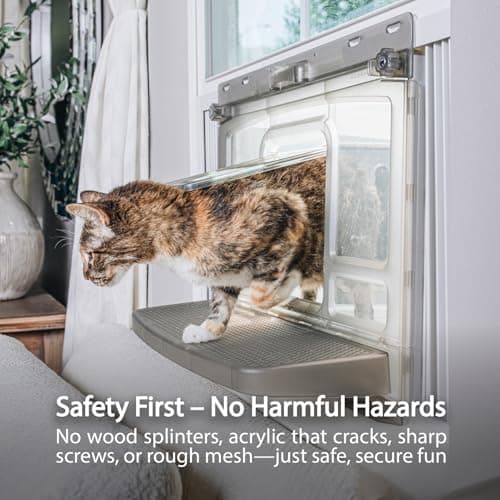 VistaGato Window Catio & Perch – Fits 26-32" Vertical Windows, Premium Indoor Cat Window Box, All-Weather Comfort, Easy Clean, Portable Indoor-Outdoor Cat Enclosure, 2-Year Protection, Made in USA 7