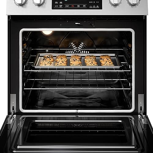 Kenmore Front Control Electric Range Oven with 5 Cooktop Elements with 7 Cooking Power Options, True Convection, Steam and Self Clean, Freestanding Oven, 4.8 cu. ft. Capacity Stainless Steel 12