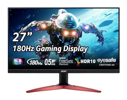 acer Nitro 27" Full HD 1920 x 1080 PC Gaming IPS Monitor | AMD FreeSync Premium | 180Hz Refresh | Up to 0.5ms | HDR10 Support | 99% sRGB | 1 x Display Port 1.2 & 2 x HDMI 2.0 | KG271 M3biip,Black