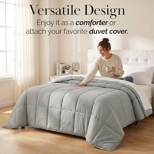 Southshore Fine Living, Inc. California King Size Comforter, Pet Hair Resistant Bedding Comforters, Oversized Down Alternative Comforter, Duvet Insert King, Steel Grey Comforters 7