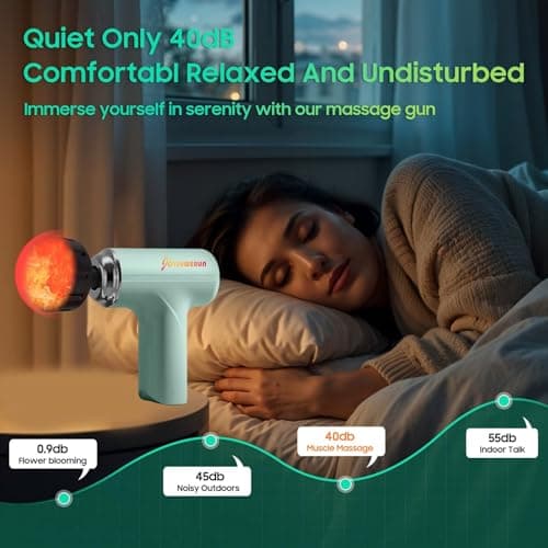 JOYSUWERUN Massage Gun with Heat – Amazing Power! Deep Tissue Percussion Massager, Handheld Mini Muscle Gun, 7 Massage Heads, Quiet & Portable 7