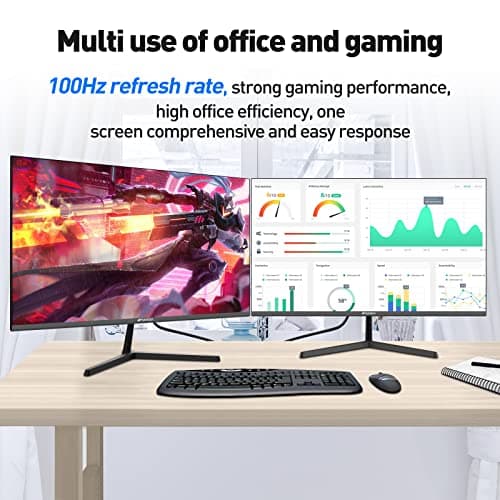 SANSUI Monitor 24 inch 100Hz IPS USB Type-C FHD 1080P Computer Display Built-in Speakers HDMI DP HDR10 Game RTS/FPS Tilt Adjustable for Working and Gaming (ES-24X3 Type-C & HDMI Cable Included) 5