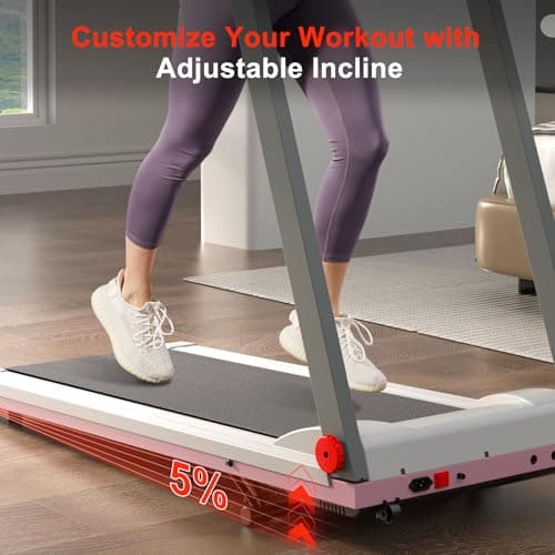 DeerRun Walking pad with 6% Incline, 3.0HP Powerful and Quiet Walking Pad with Handle Bar, 300 lbs Capacity Foldable Treadmills for Home, with Remote Control and Space Saving 5