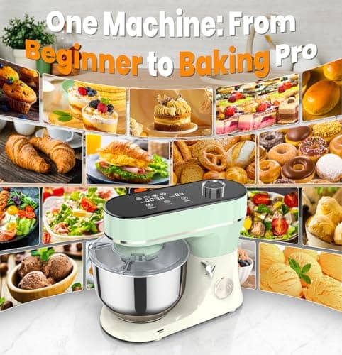 Bonnor Stand Mixer, 6QT Electric Kitchen Mixer for Baking Cakes & Dough, LED Smart Touchscreen, 11-Speed Tilt-Head & Timer, 4 Presets, Mixer with Bowl, Dough Hook/Whisk/Beater, Green 8