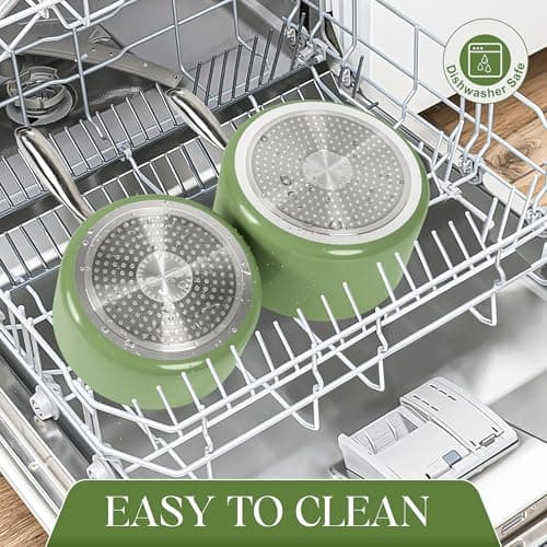 MICHELANGELO Sauce Pan with Lid, Non Stick Saucepan Set of 3-1Qt & 2Qt & 3Qt Small Pots for Cooking, Ceramic Saucepan - Non-Toxic, Scratch-Resistant, Oven Safe, Natural Green 5