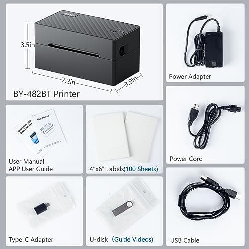 PEDOOLO Label Printer, 4x6 Shipping Label Thermal Printer for Packages, Bluetooth Conection and Compatible with Android. iPhone.Windows, Mac, Chromebook, Amazon, Ebay, UPS.USPS, FedEx, Shopify 6