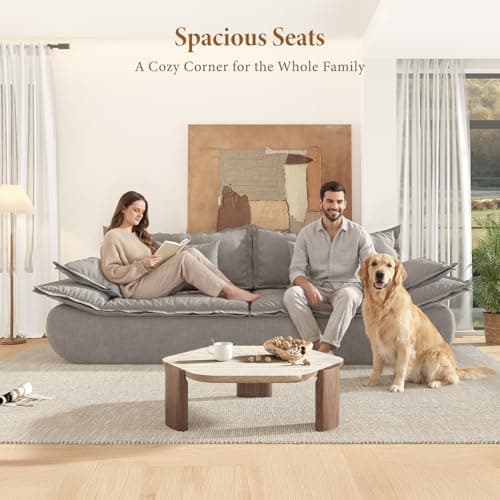 Vesgantti 86.6" Cloud Couch for Living Room, Modern 3 Seater Sailboat Sofa with Deep Seat, Comfy Chenille Upholstered Boneless Couch with Curved Armrest, No Assembly Required, Light Grey 7