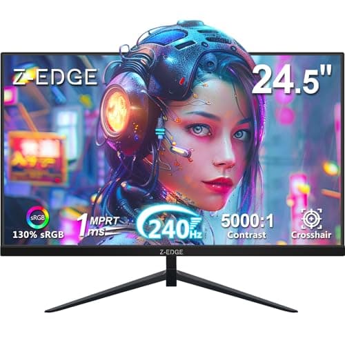 Z-Edge 24.5 inch 240Hz 165Hz 144Hz Gaming Monitor, FHD 1080p, MPRT 1ms, VA Monitor Gaming, 350nits, 16.7M Colors, 5000:1 Contrast, UG25I Frameless Bezel, DP x1, HDMI x2