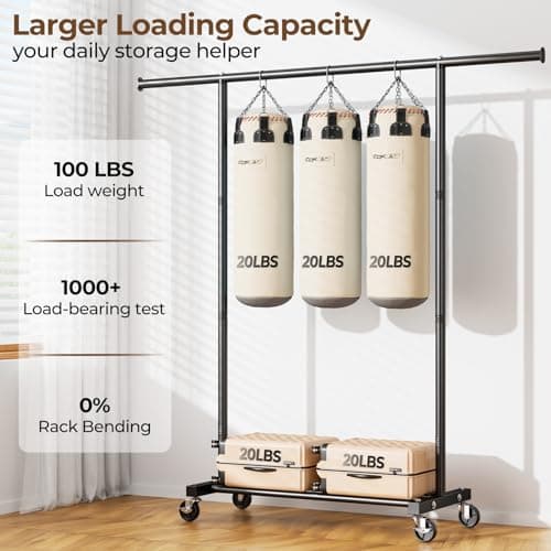 Clothes Clothing Garment Rack with Wheels,46.5" L Heavy Duty Rolling Clothing Racks for Hanging Clothes, Metal Sturdy Closet Rack Clothes Hanger Rack for Coats, Shirts, Dress, Black 5