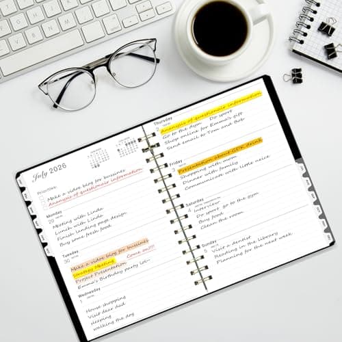 Ymumuda 2026 Planner, Daily Weekly and Monthly Planner，Jan 2026 - Dec 2026, 8.4" x 6.3", 2026 Calendar Planner Book with Tabs, Spiral Notebook with Inner Pocket for Office Home School Supplies 7