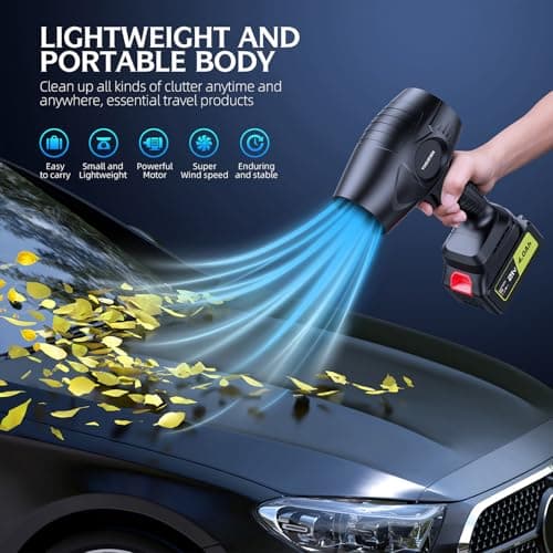 YUQUESEN 980,000 RPM Cordless Leaf Blower - 21V Electric Handheld Leaf Blower with 2×4.0Ah Batteries & Fast Charger - Lightweight for Patio, Lawn, Yard, Deck Cleaning - Light Black 5