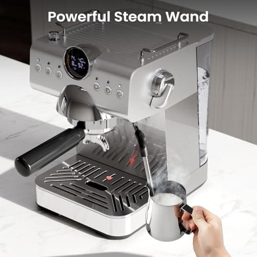Kismile Espresso Machine with Cold Brew, Professional Espresso Maker with Milk Frother Steam Wand for Latte & Cappuccino, Espresso Coffee Machine with LED Display for Home Use(Stainless Steel) 4