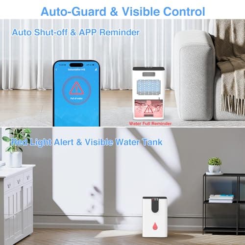WiFi-Enabled Dehumidifier Dehumidifiers for Home Up to 850Sq.Ft Dehumidifier for Basement with 85OZ Water Tank Alexa Voice APP Control, Auto Shut Off & 7 Color LED Lights Ideal for Bedroom RV 1 8