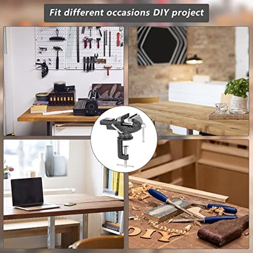 GOXAWEE Universal Bench Vise, 3.15 Inch Table Clamp, 360-Degree Swivel Base, Small Home Vice, Clamp-on Tool for Woodworking, Cutting Conduit, Small DIY Projects, Craft Creation, Sculpting and Modeling 8