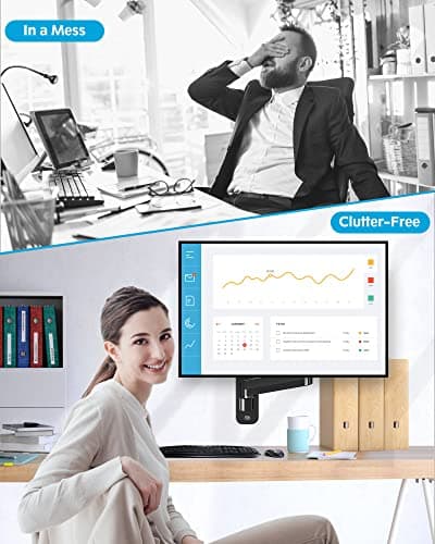 MOUNTUP Single Monitor Wall Mount for Max 32 Inch Computer Screen, Fully Adjustable Monitor Arm, Wall Mount Monitors Holder Support 4.4-19.8lbs Display, VESA Bracket Fit 75x75mm, 100x100mm 5
