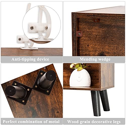 LEYAOYAO Cube Bookshelf 3 Tier Mid-Century Rustic Brown Modern Bookcase with Legs,Retro Wood Bookshelves Storage Organizer Shelf,Freestanding Open Book Shelves for Bedroom,Living Room,Office 6