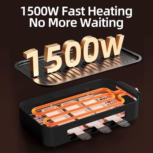 AORAN Indoor Grills Electric Smokeless – Versatile Smokeless Indoor Grill for Home Cooking, Featuring Indoor Grills Electric Smokeless, Skillet Griddle, and Kitchen Griddle Black 5