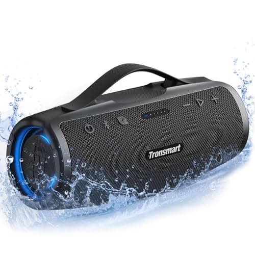Tronsmart Mirtune S100 Portable Bluetooth Speaker, 50W Punchy Bass &Clear Treble, Retractable Handle, 20H Playtime, IPX7 Waterproof, Customize EQ for Outdoor, Camping,Beach(Black)