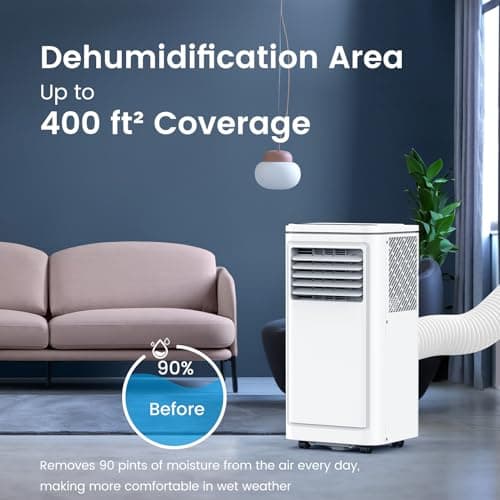 COWSAR 8000 BTU Portable Air Conditioners, Portable AC Cool up to 350 Sq.Ft, 4 Modes Room Air Conditioner with Remote/LED Display/24Hrs Timer/360° Wheels/Installation Kits, Ideal for Home/Office 7