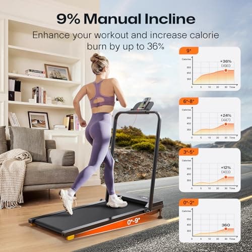 Walking pad with 9% Incline and Handle, Under Desk Treadmill for Home Office 4