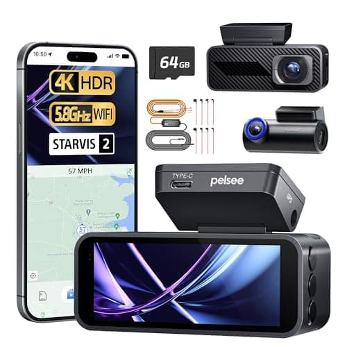 Pelsee P1 Pro Dash Cam Front and Rear with Hardwire Kit