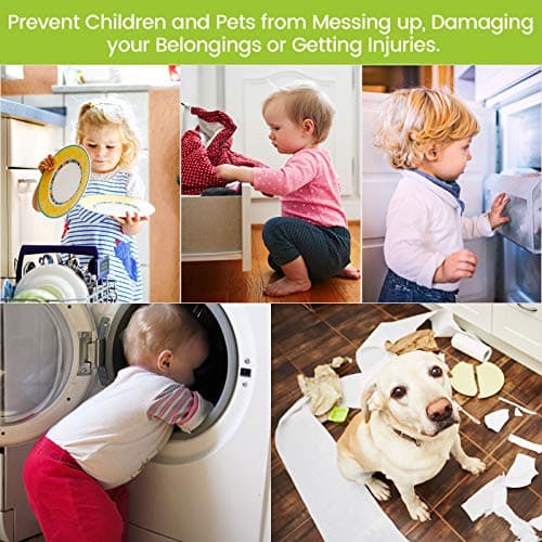 Jetec 10 Pieces Cabinet Locks for Babies, U-Shaped Proofing Drawers Safety Child Locks Adjustable, Easy to Use Childproof Latch for Knob Handle on Kitchen Door Storage Cupboard Closet (White) 6